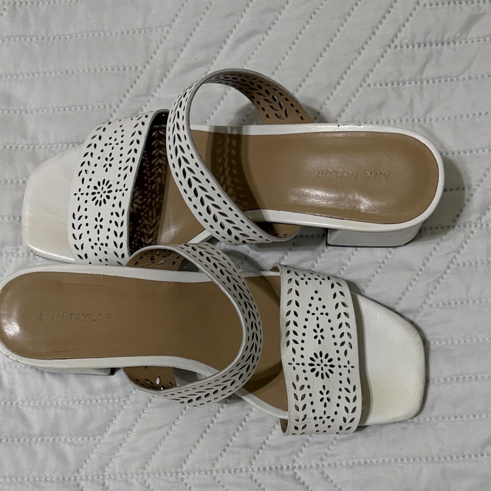 Ann Taylor White Cutout Sandals